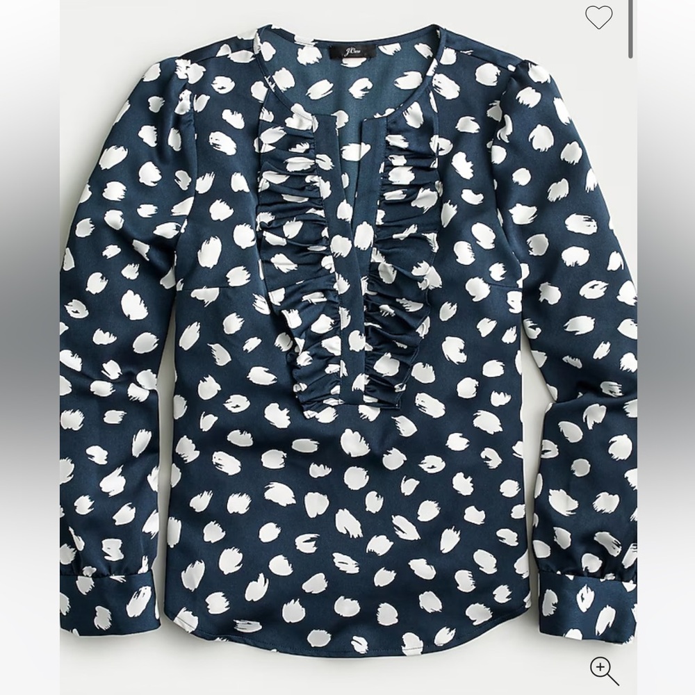 J. Crew Long-sleeve Ruffle-Front Top in Brushstroke Print XXS | NWT, Never Worn